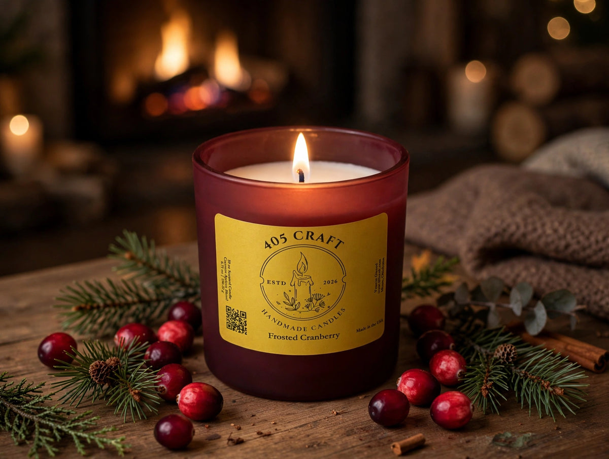 Frosted Cranberry 10oz Candle | Cozy Fall & Winter Scent
