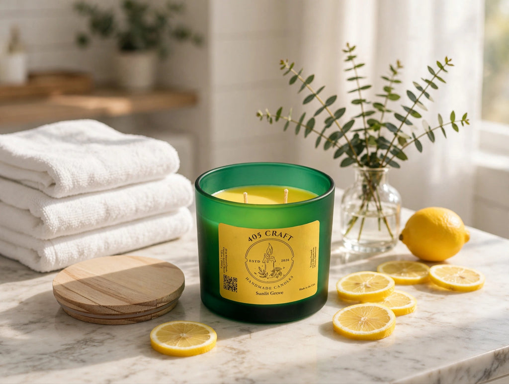Sunlit Grove Lemon & Eucalyptus Candle | Fresh Spa-Inspired Scent