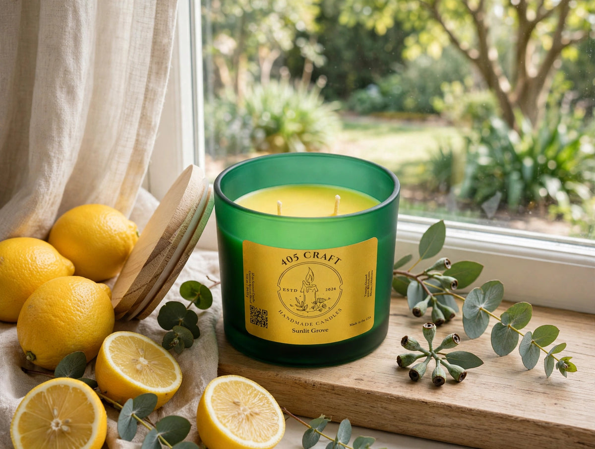 Sunlit Grove Lemon & Eucalyptus Candle | Fresh Spa-Inspired Scent